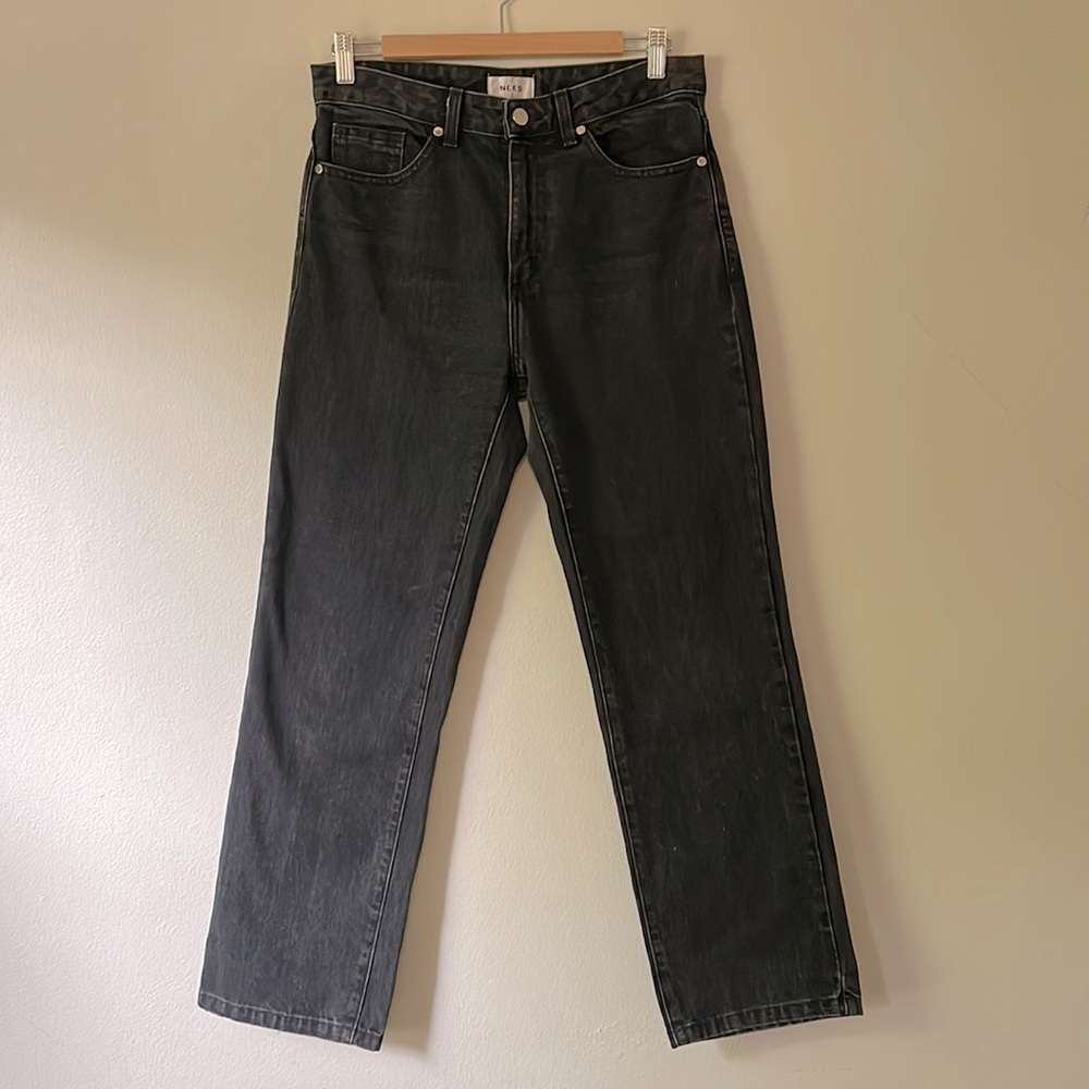 NEED SUPPLY Pen Fit High Rise Relaxed Straight Leg Jeans in Broken Black - Picture 4 of 16